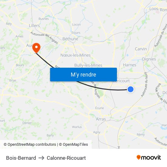 Bois-Bernard to Calonne-Ricouart map