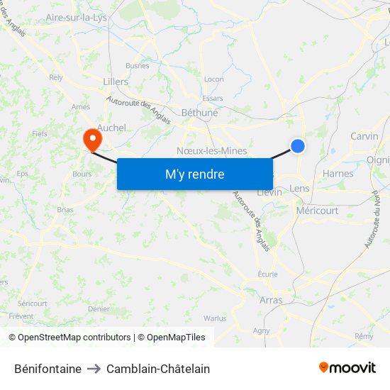 Bénifontaine to Camblain-Châtelain map