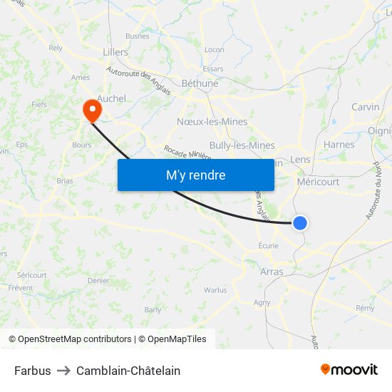 Farbus to Camblain-Châtelain map