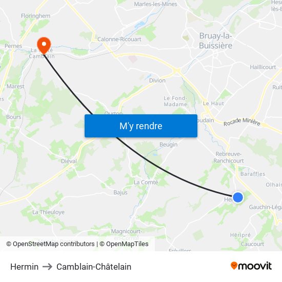 Hermin to Camblain-Châtelain map