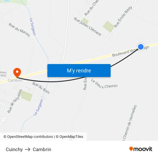 Cuinchy to Cambrin map