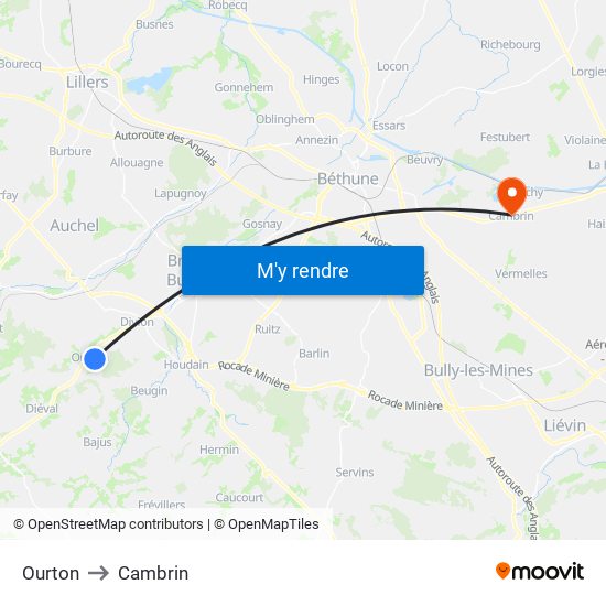 Ourton to Cambrin map