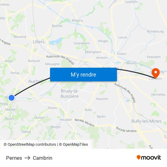Pernes to Cambrin map