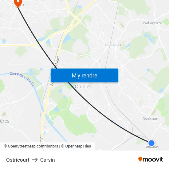 Ostricourt to Carvin map