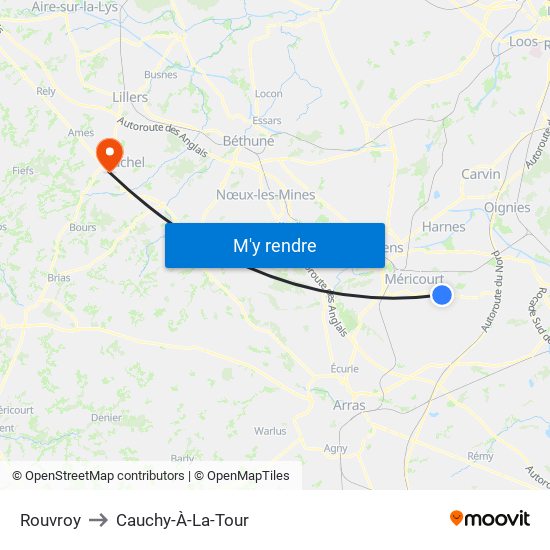 Rouvroy to Cauchy-À-La-Tour map