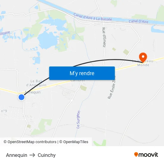 Annequin to Cuinchy map