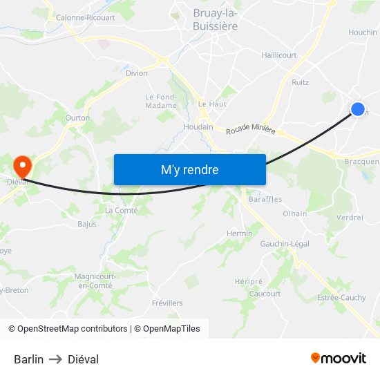 Barlin to Diéval map