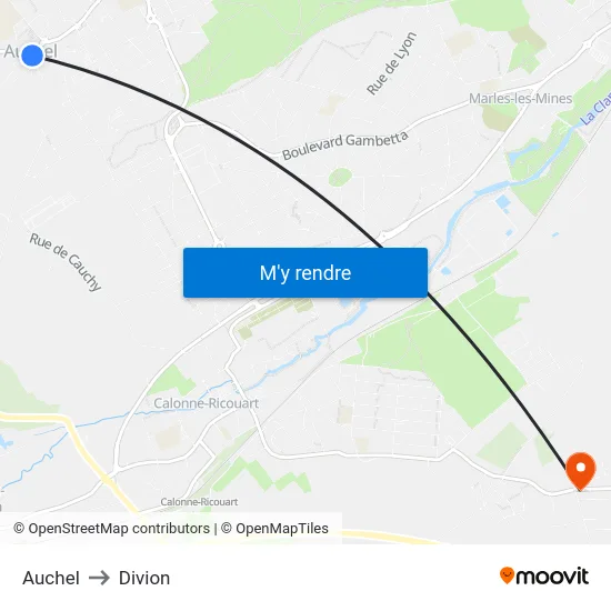Auchel to Divion map