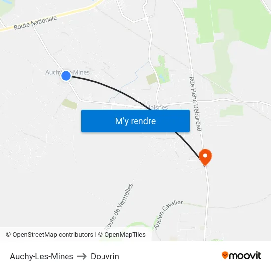 Auchy-Les-Mines to Douvrin map