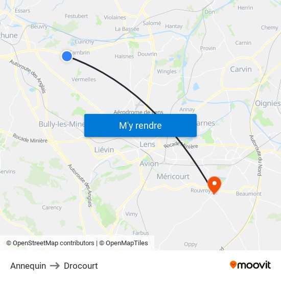 Annequin to Drocourt map