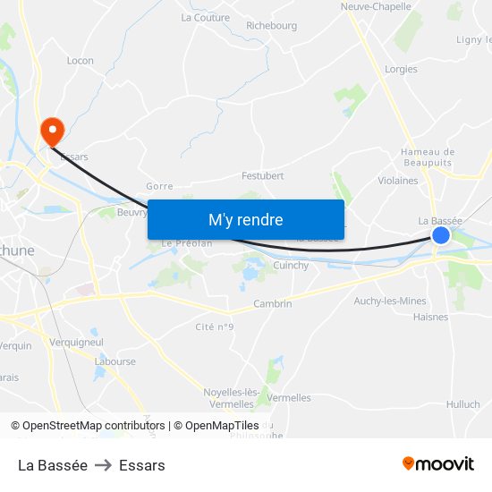 La Bassée to Essars map