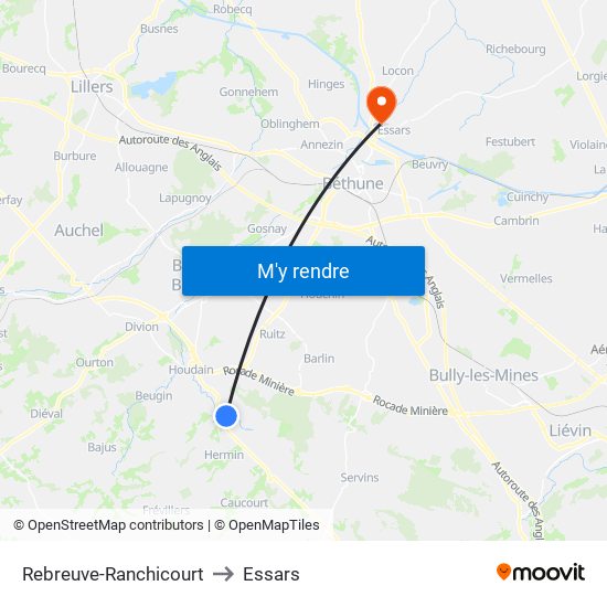 Rebreuve-Ranchicourt to Essars map