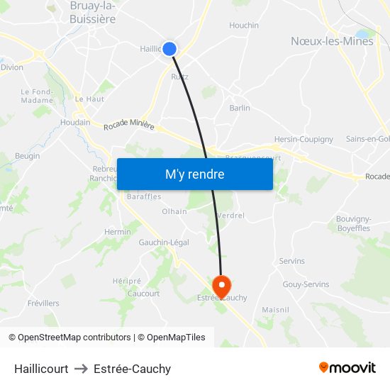 Haillicourt to Estrée-Cauchy map