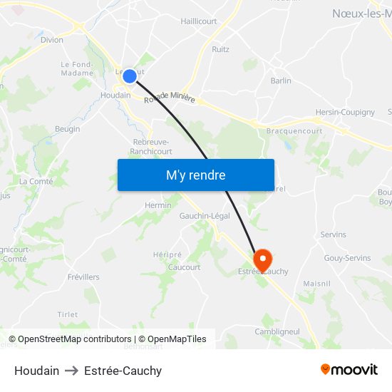 Houdain to Estrée-Cauchy map