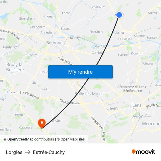 Lorgies to Estrée-Cauchy map