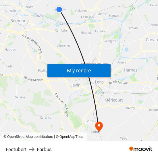 Festubert to Farbus map