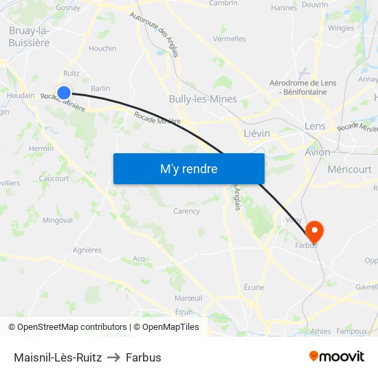 Maisnil-Lès-Ruitz to Farbus map