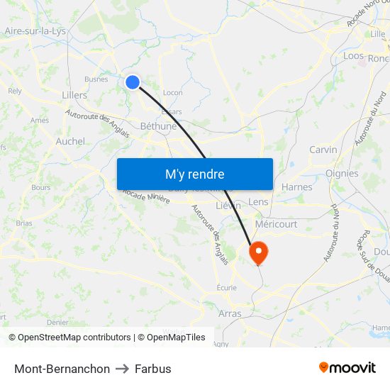 Mont-Bernanchon to Farbus map