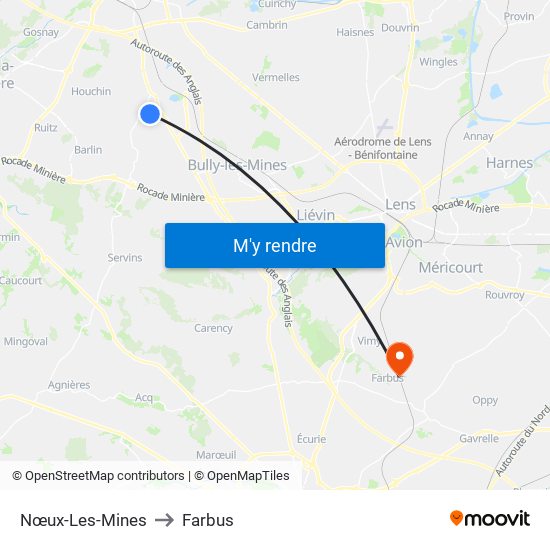 Nœux-Les-Mines to Farbus map