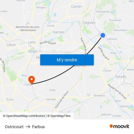 Ostricourt to Farbus map