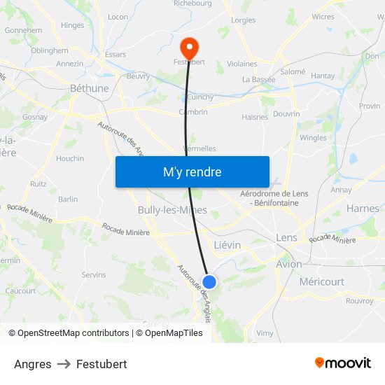 Angres to Festubert map