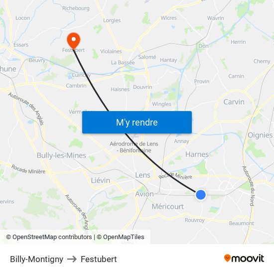 Billy-Montigny to Festubert map