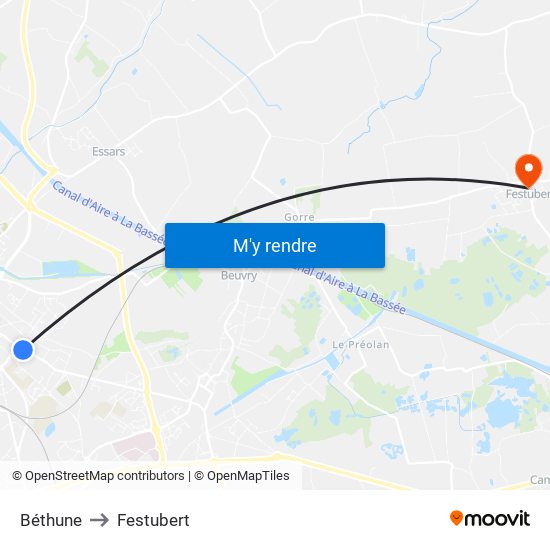 Béthune to Festubert map
