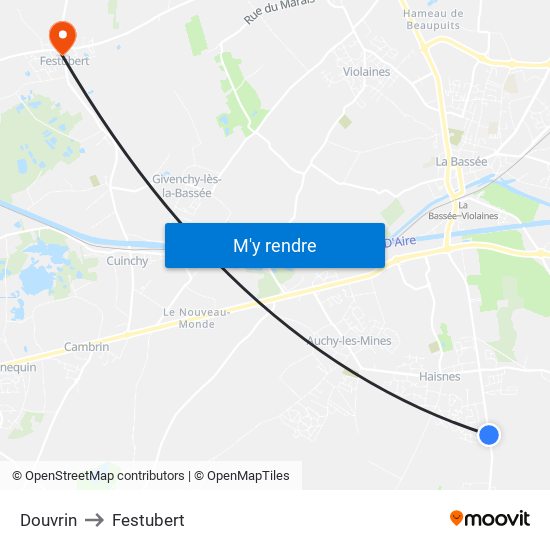 Douvrin to Festubert map