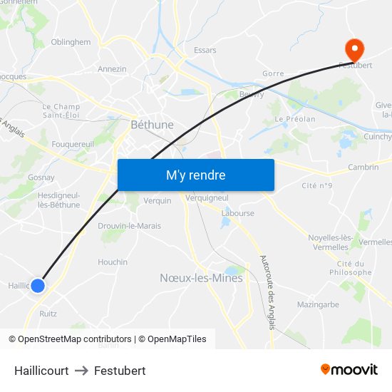 Haillicourt to Festubert map