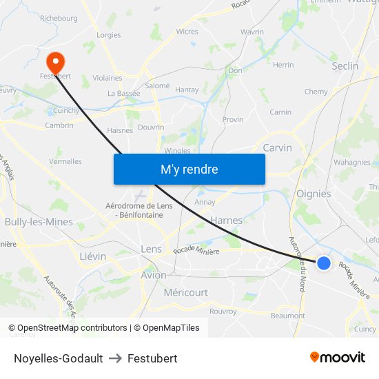 Noyelles-Godault to Festubert map