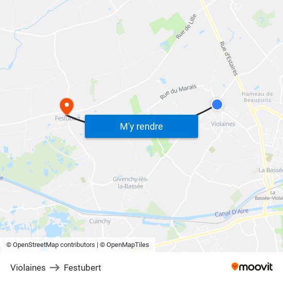 Violaines to Festubert map
