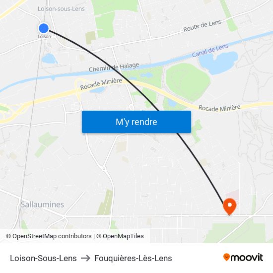 Loison-Sous-Lens to Fouquières-Lès-Lens map