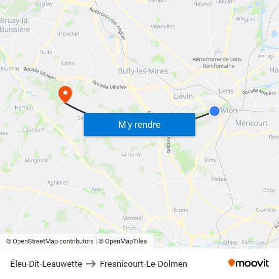 Éleu-Dit-Leauwette to Fresnicourt-Le-Dolmen map