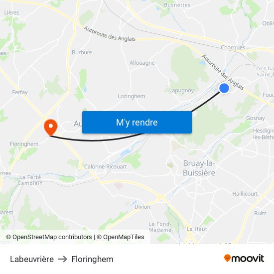 Labeuvrière to Floringhem map