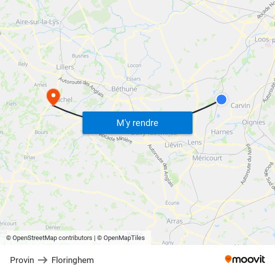 Provin to Floringhem map