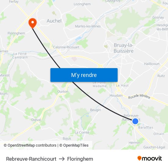 Rebreuve-Ranchicourt to Floringhem map