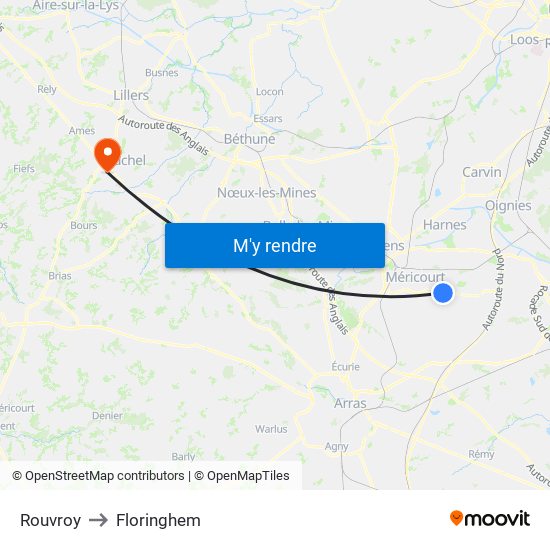 Rouvroy to Floringhem map