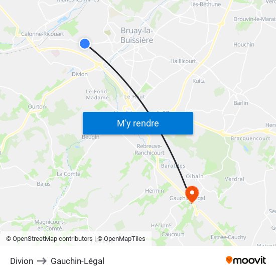 Divion to Gauchin-Légal map