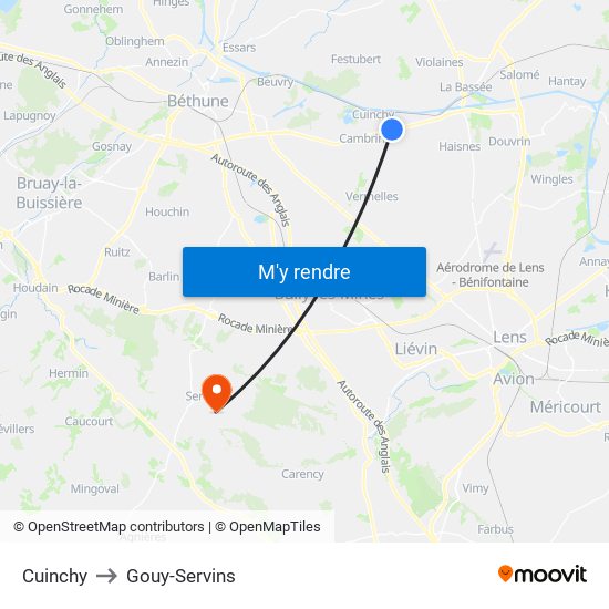 Cuinchy to Gouy-Servins map