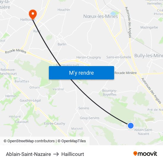 Ablain-Saint-Nazaire to Haillicourt map