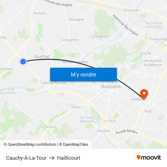 Cauchy-À-La-Tour to Haillicourt map