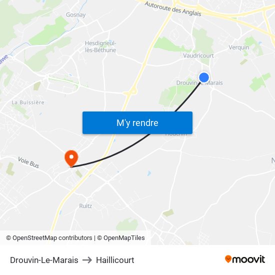 Drouvin-Le-Marais to Haillicourt map