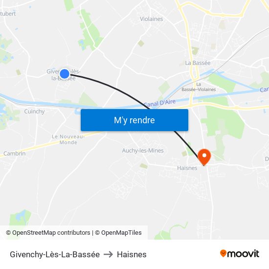 Givenchy-Lès-La-Bassée to Haisnes map