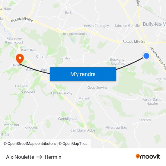 Aix-Noulette to Hermin map