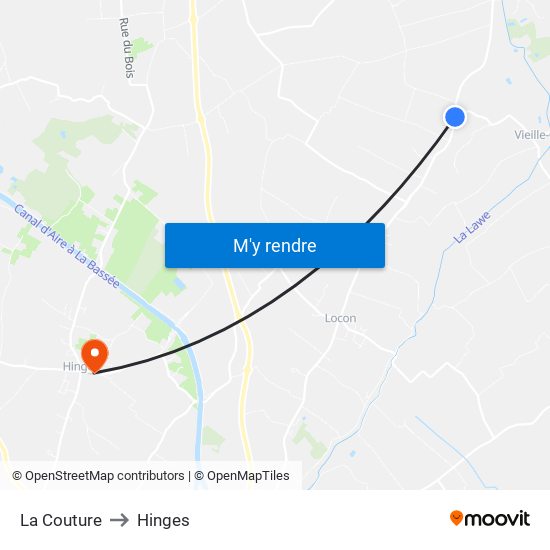 La Couture to Hinges map