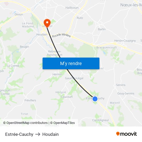 Estrée-Cauchy to Houdain map