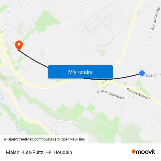 Maisnil-Lès-Ruitz to Houdain map