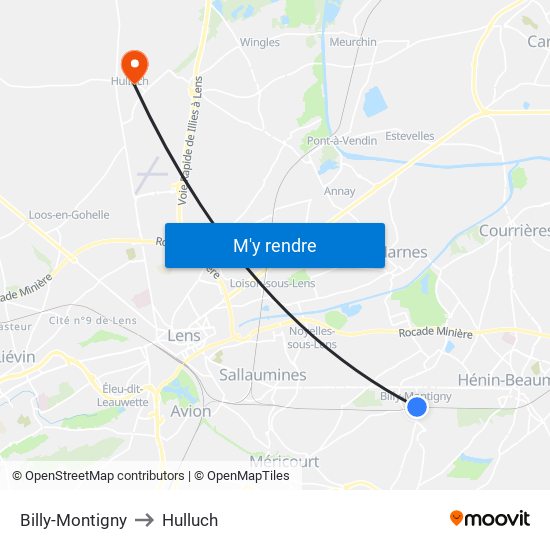 Billy-Montigny to Hulluch map