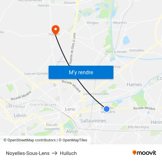 Noyelles-Sous-Lens to Hulluch map