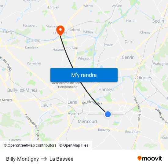 Billy-Montigny to La Bassée map